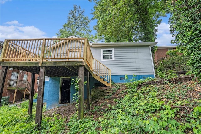 1285 N Ave NW, Atlanta, GA 30318 - rear view of house with stairway and a wooden deck