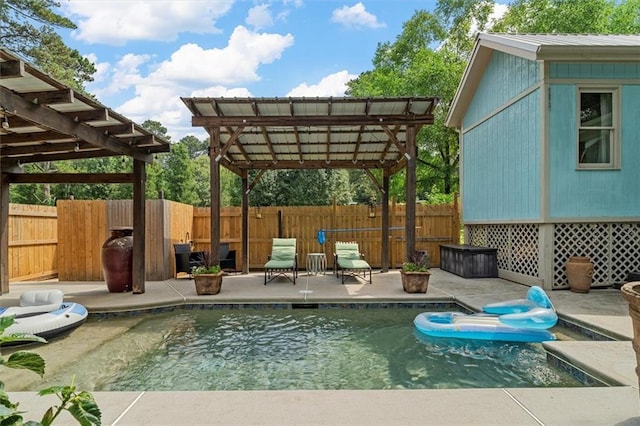 8669 Davis St, Braselton, GA 30517 - view of swimming pool featuring a fenced backyard, a pergola, and a patio