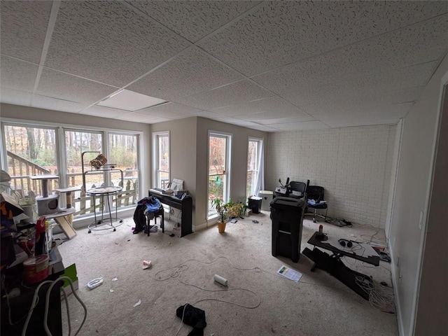 405 Baneberry Bnd, Peachtree City, GA 30269 - misc room with a drop ceiling and brick wall