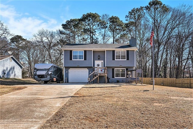 bi-level home with a garage