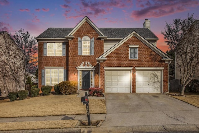 view of front property with a garage