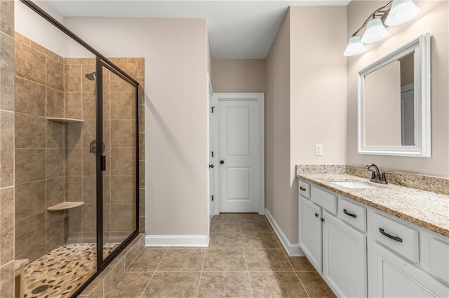 508 Windy Ridge Ct, Canton, GA 30114 - bathroom with vanity, a stall shower, and tile patterned flooring