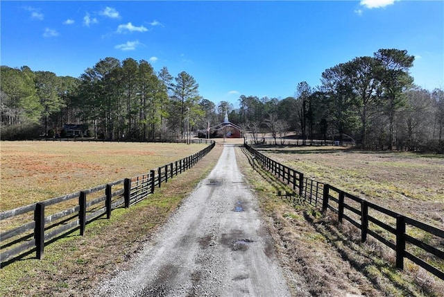 view of street with a rural view