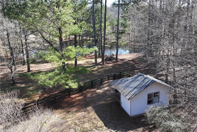 view of yard with a water view