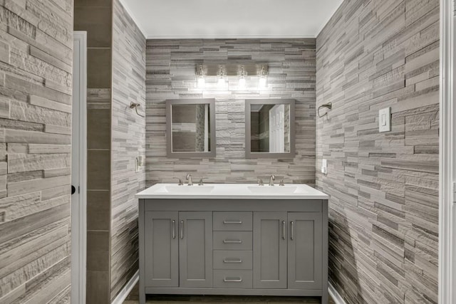 3910 Meeting St, Duluth, GA 30096 - bathroom with double vanity and tile walls