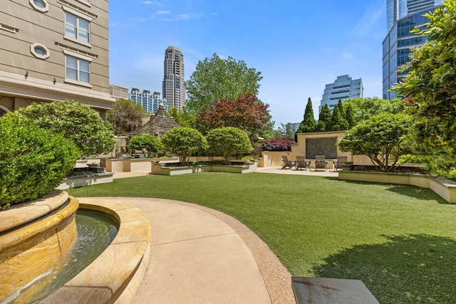 3334 Peachtree Rd NE Unit 101, Atlanta, GA 30326 - surrounding community featuring a city view, a yard, and a patio