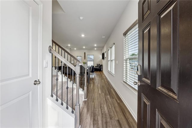 entrance foyer featuring dark hardwood / wood-style flooring