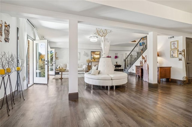 interior space featuring dark hardwood / wood-style flooring