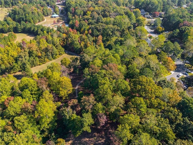 bird's eye view featuring a view of trees