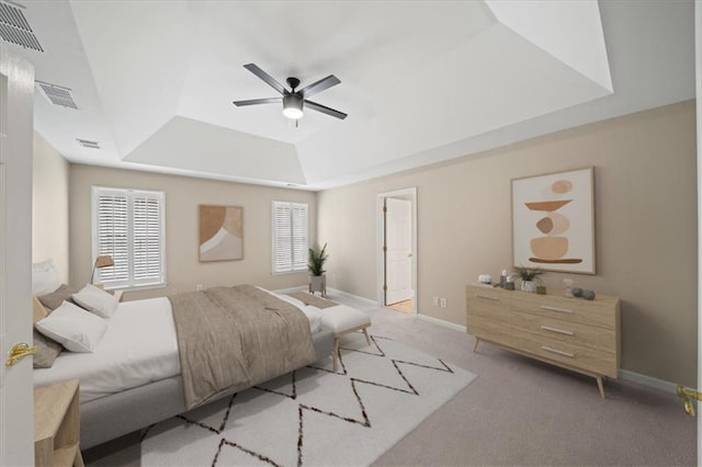 740 Orchard Ct, Atlanta, GA 30328 - bedroom featuring a raised ceiling, carpet, and a ceiling fan