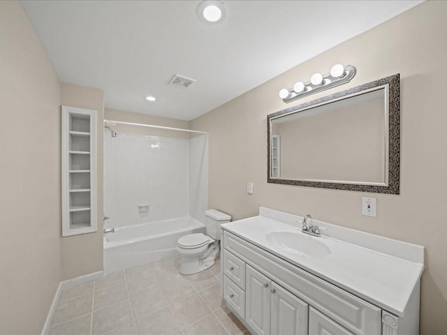 740 Orchard Ct, Atlanta, GA 30328 - full bathroom with vanity, bathtub / shower combination, tile patterned flooring, and recessed lighting