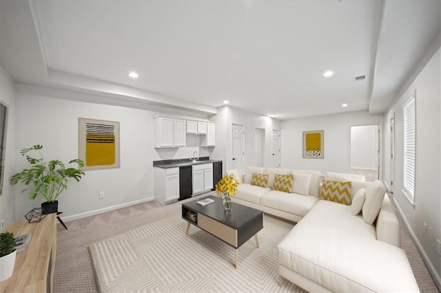 740 Orchard Ct, Atlanta, GA 30328 - living area with recessed lighting and light colored carpet