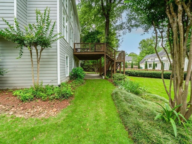 740 Orchard Ct, Atlanta, GA 30328 - view of green lawn with a deck and stairway