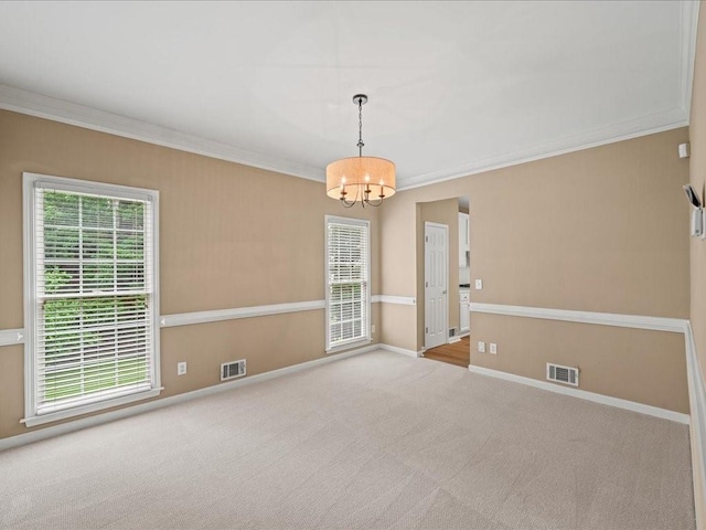 740 Orchard Ct, Atlanta, GA 30328 - carpeted empty room featuring a chandelier and crown molding