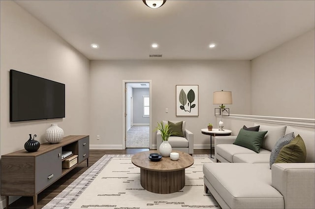 6270 Bracken Brown Dr, Alpharetta, GA 30004 - living area featuring wood finished floors and recessed lighting