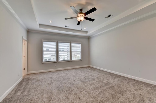 6270 Bracken Brown Dr, Alpharetta, GA 30004 - carpeted spare room with a tray ceiling, ceiling fan, and ornamental molding