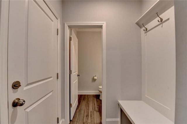 6270 Bracken Brown Dr, Alpharetta, GA 30004 - mudroom featuring wood finished floors and baseboards