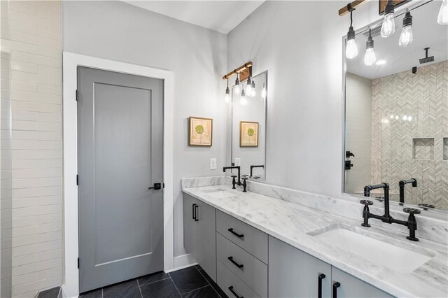1331 Iverson St NE Unit A, Atlanta, GA 30307 - full bath featuring tiled shower, double vanity, and tile patterned floors