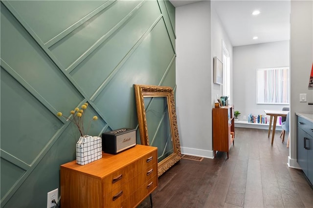 1331 Iverson St NE Unit A, Atlanta, GA 30307 - hall with dark wood-style flooring, recessed lighting, and baseboards