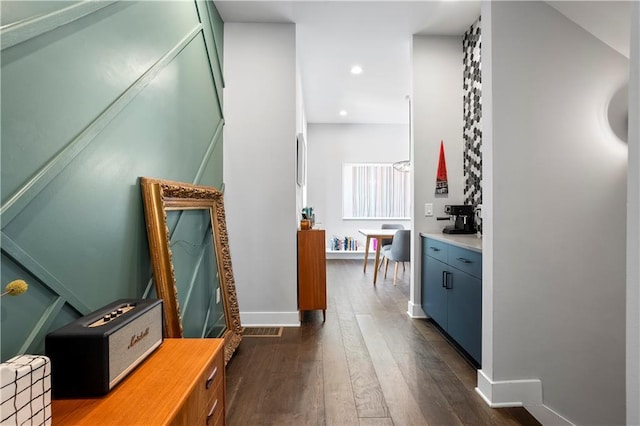1331 Iverson St NE Unit A, Atlanta, GA 30307 - corridor with dark wood-style floors, recessed lighting, and baseboards