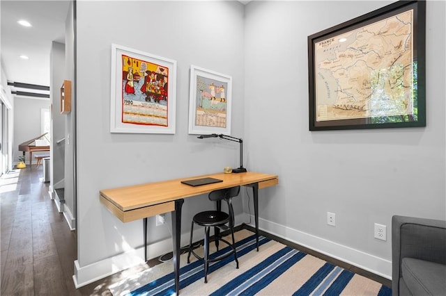 1331 Iverson St NE Unit A, Atlanta, GA 30307 - office area with baseboards, hardwood / wood-style flooring, and recessed lighting