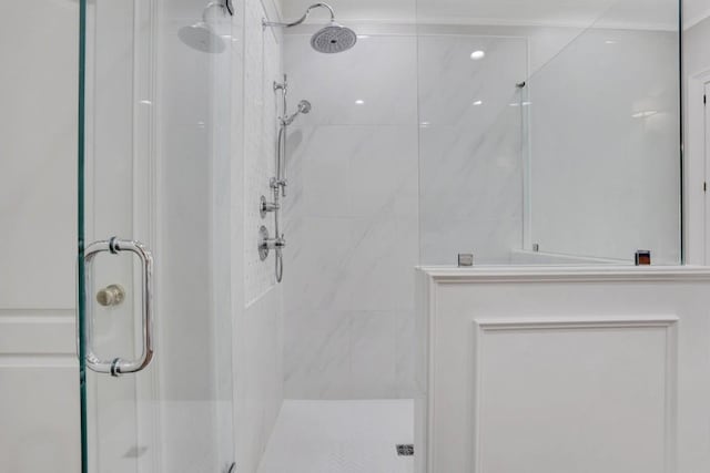 bathroom with a stall shower