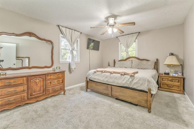 111 Sylvan Dr, Calhoun, GA 30701 - bedroom featuring carpet, baseboards, a textured ceiling, and ceiling fan