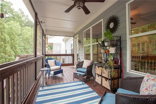 deck featuring ceiling fan