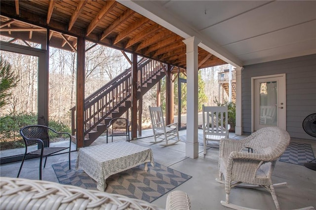 view of patio / terrace with stairway