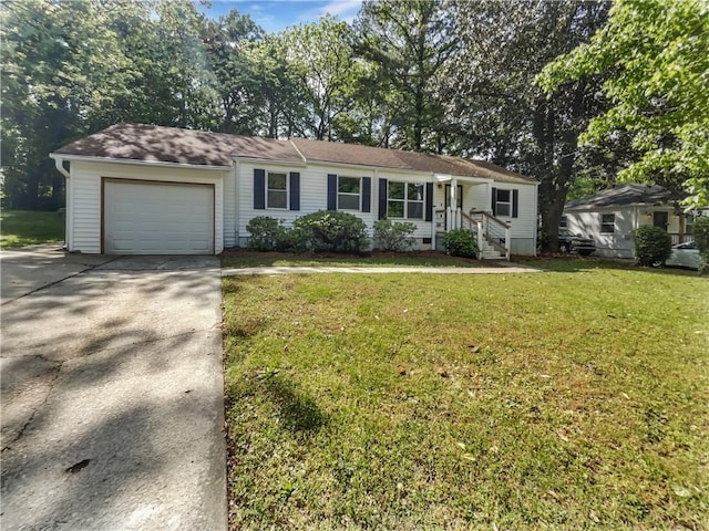2122 Belhaven Ln SE, Atlanta, GA 30315 - ranch-style home with concrete driveway, a garage, and a front lawn