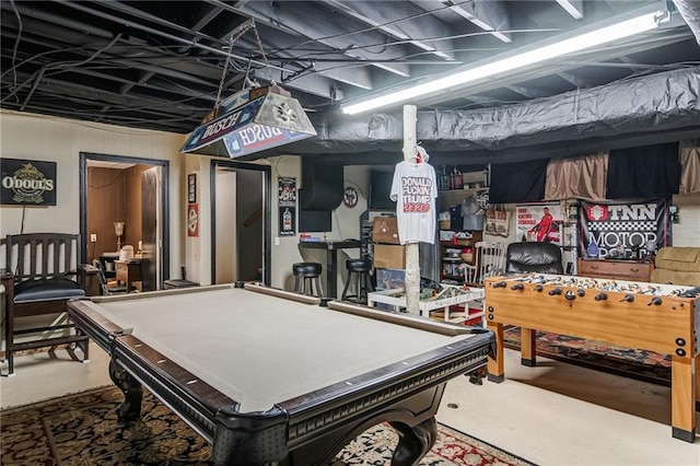 recreation room featuring concrete floors and billiards