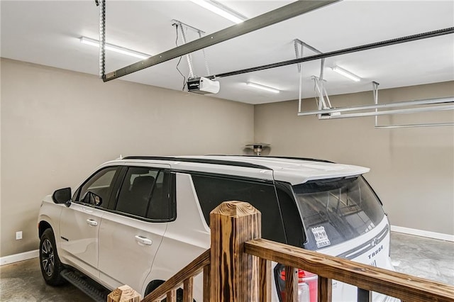 garage with a garage door opener