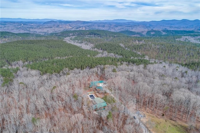 aerial view featuring a mountain view