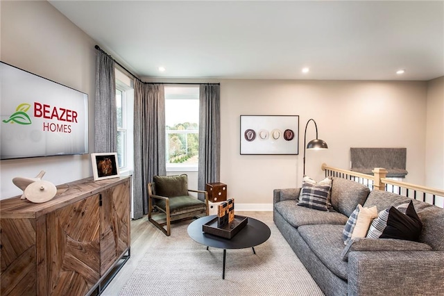 living room featuring light hardwood / wood-style flooring