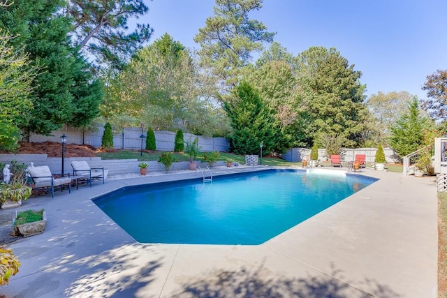 view of pool featuring a patio