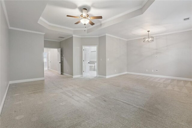 1215 Comet View Trl SE, Smyrna, GA 30082 - unfurnished room with a tray ceiling, light colored carpet, ceiling fan, and visible vents