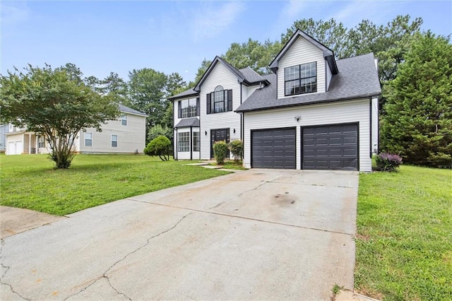1069 Alford Rd, Lithonia, GA 30058 - traditional home featuring concrete driveway, a front yard, a garage, and a shingled roof