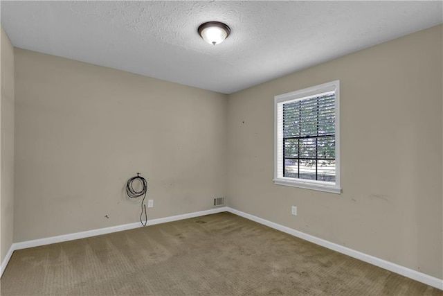 empty room featuring carpet flooring and a textured ceiling