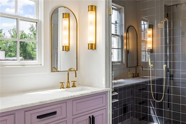 11277 Serenbe Ln, Chattahoochee Hills, GA 30268 - full bathroom featuring vanity, healthy amount of natural light, and a tile shower