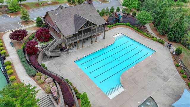 pool with a patio area
