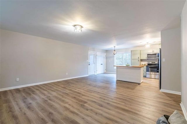 9 Woodberry Dr SE, Silver Creek, GA 30173 - unfurnished living room with baseboards and light wood-type flooring
