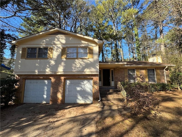 split level home with a garage