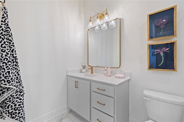 989 Bibbs Cir NW Unit 25, Atlanta, GA 30318 - full bath featuring marble finish flooring, toilet, vanity, baseboards, and a shower