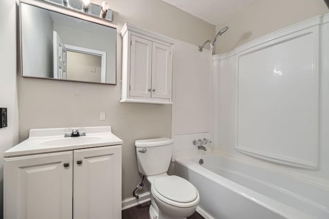 full bathroom featuring vanity,  shower combination, and toilet