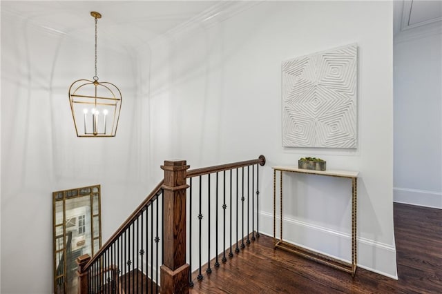 3113 Lenox Rd NE Unit 6, Atlanta, GA 30324 - stairs with wood finished floors, a chandelier, ornamental molding, and baseboards