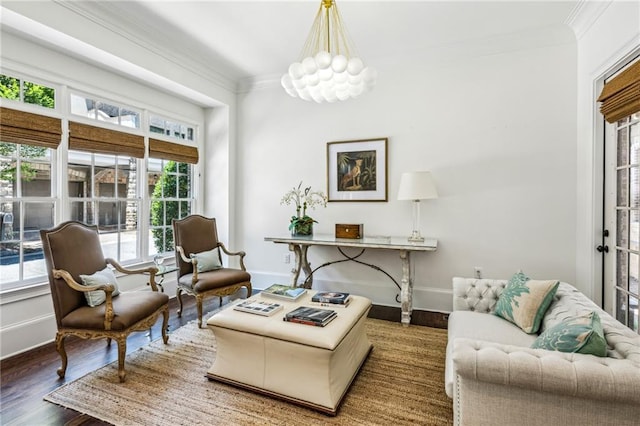 3113 Lenox Rd NE Unit 6, Atlanta, GA 30324 - living area featuring ornamental molding, baseboards, and wood finished floors