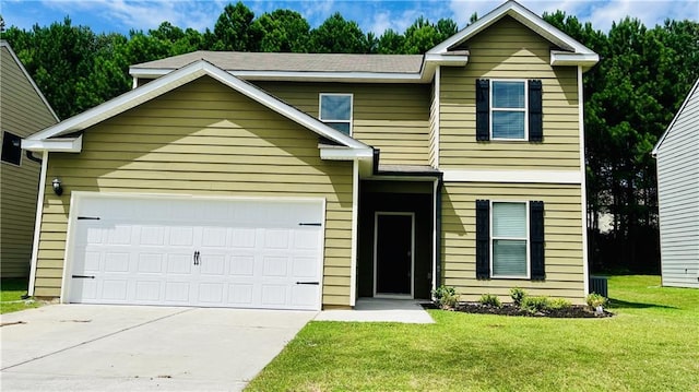 4417 Belcamp Rd, Fairburn, GA 30213 - traditional home featuring an attached garage, driveway, and a front lawn