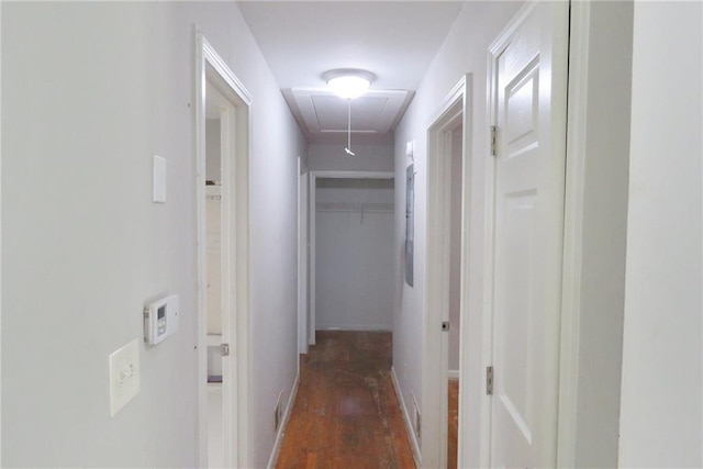 hall with dark hardwood / wood-style floors