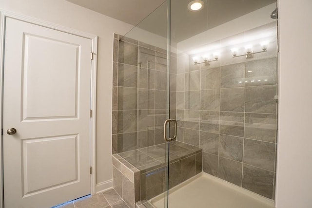 bathroom with a stall shower