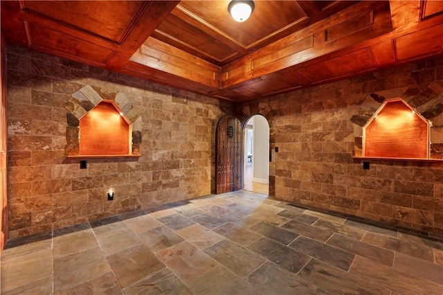 interior space with wooden ceiling